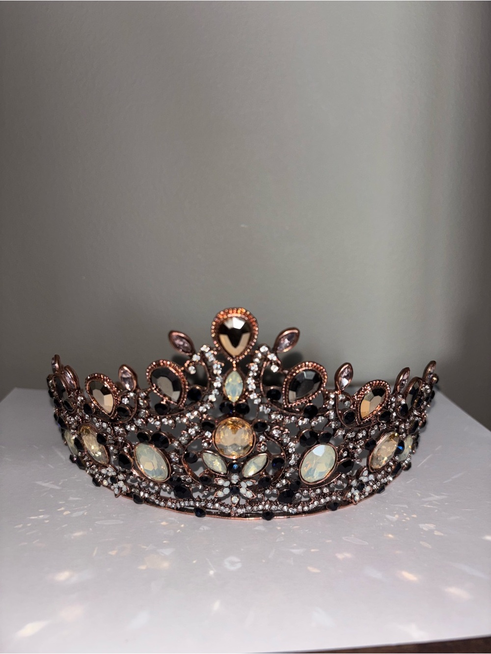 Wedding Crown Blue Crystal Crowns and Tiaras for Women and Girls Gold